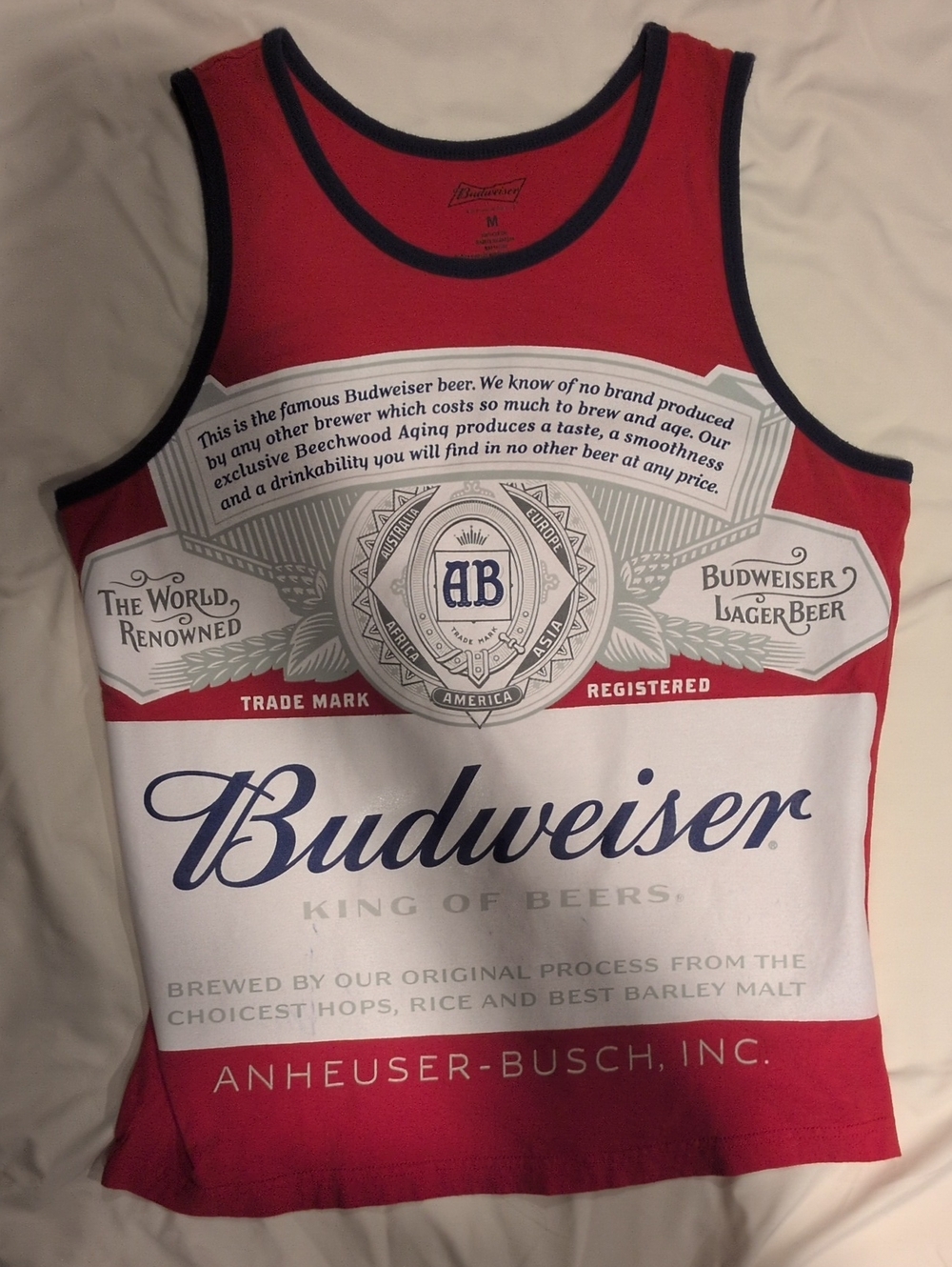 Budweiser Red, White and Navy Logo Graphic Tank Size M